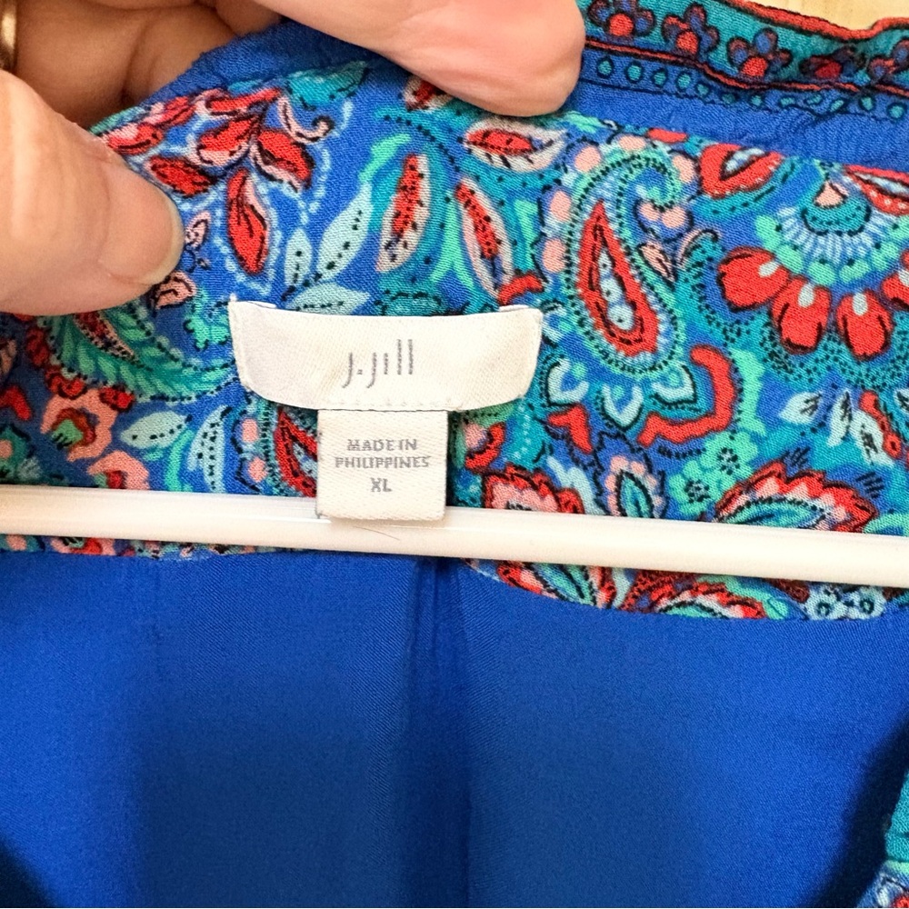 J. Jill Blue and Red Paisley Tiered Midi Dress - Picture 3 of 6